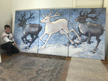 Load image into Gallery viewer, Running Reindeer Triptych (located in Finland)